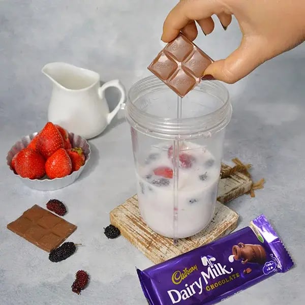 Dairy Milk Vanilla Berry Milkshake - Add Dairy Milk chocolate
