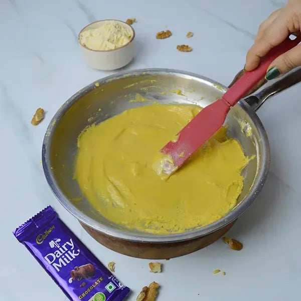 Dairy Milk Walnuts Infused Besan Barfi - Besan with ghee