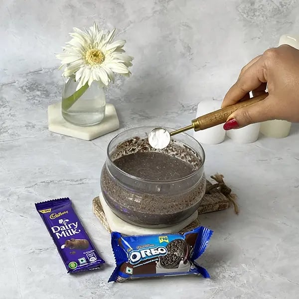 Dairymilk Oreo Biscuits Cake - Mix baking powder