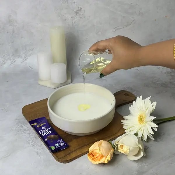 Dairymilk Choco Lava Cake Bomb - Milk And Oil Mixing