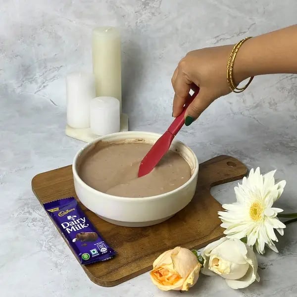 Dairymilk Choco Lava Cake Bomb - Mixing Batter In Bowl