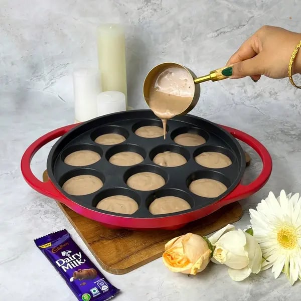 Dairymilk Choco Lava Cake Bomb - Greasing Appe Pan