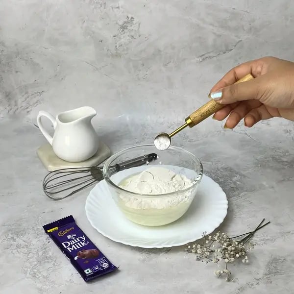 Dairymilk Chocolate Caramel Cupcakes - Adding Baking Powder