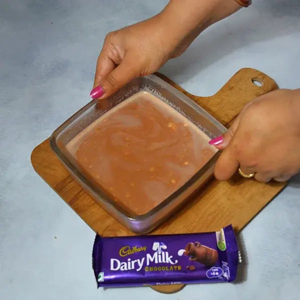 Dairymilk Chocolate Cashew Ice-cream - Let it cool