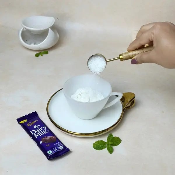 Dairymilk Cocoa Lava Mug Cake - Whisking Flour Sugar