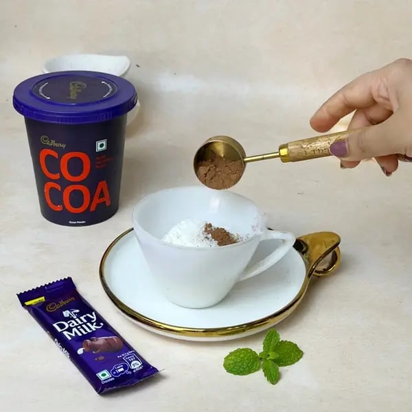 Dairymilk Cocoa Lava Mug Cake - Adding Cocoa Powder