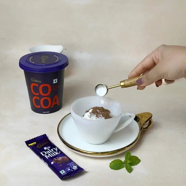 Dairymilk Cocoa Lava Mug Cake - Adding Baking Powder