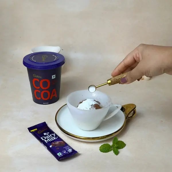 Dairymilk Cocoa Lava Mug Cake - Adding Baking Soda