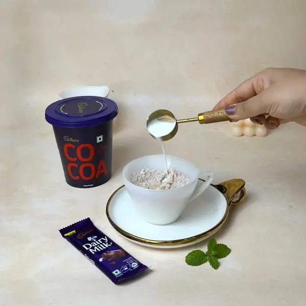 Dairymilk Cocoa Lava Mug Cake - Adding Milk
