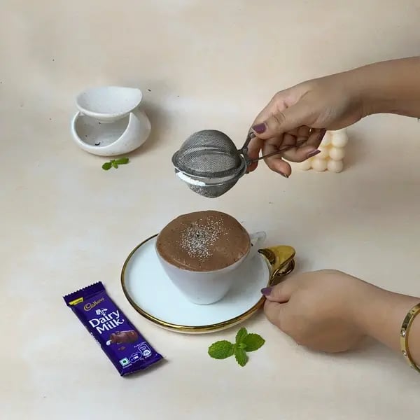 Dairymilk Cocoa Lava Mug Cake - Dusting Powdered Sugar