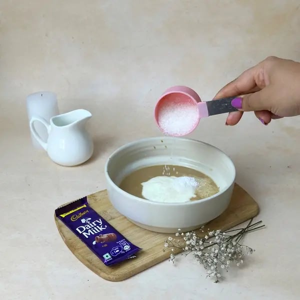 Dairymilk Coffee Star Cake - Adding Sugar