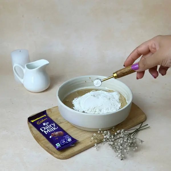 Dairymilk Coffee Star Cake - Adding Baking Powder