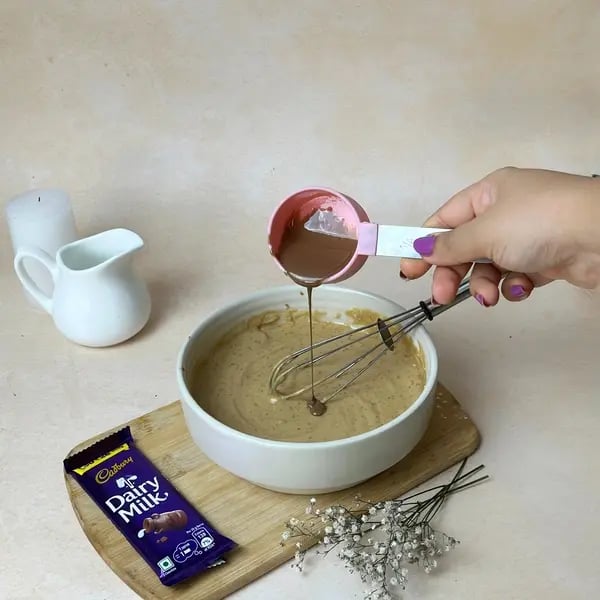 Dairymilk Coffee Star Cake - Mixing Chocolate Batter