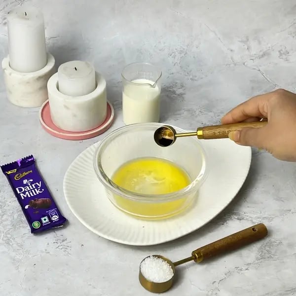 Dairymilk Fudgy Brownie - Whisking Wet Ingredients