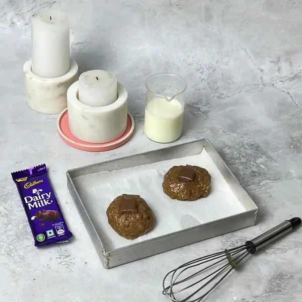 Dairymilk Fudgy Brownie - Shaping Brownie Dough