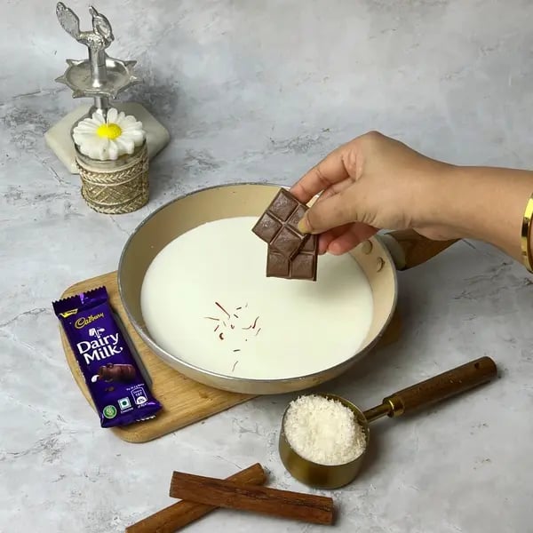 Dairymilk Malai Doodh Pitha - Adding Ingredients