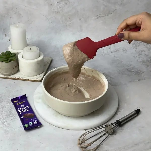 Dairymilk Sheet Cake - Folding Batter With Milk