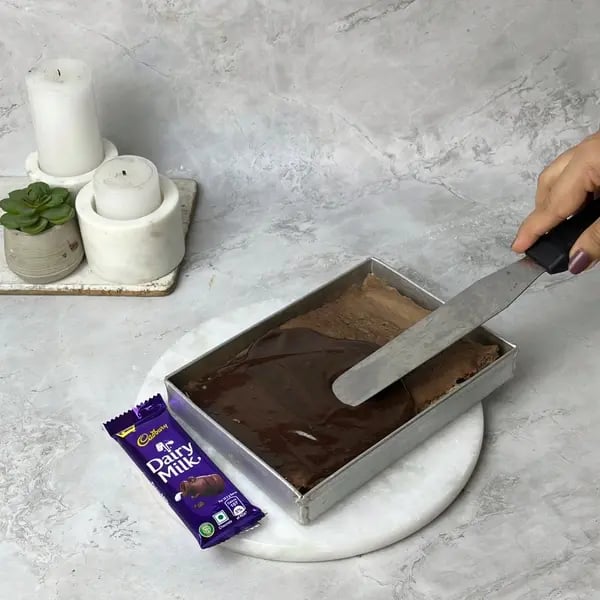 Dairymilk Sheet Cake - Pouring Ganache