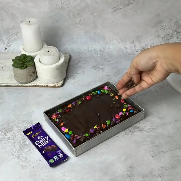 Dairymilk Sheet Cake - Garnished Cake Slice
