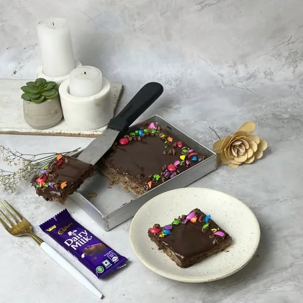 Dairymilk Sheet Cake - Cutting Cake Squares