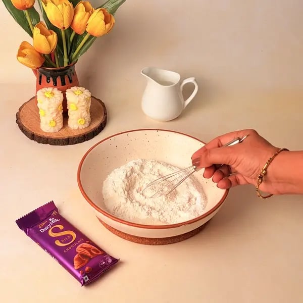 Diwali Special Bengali Patishapta Recipe With Cadbury Dairy Milk Silk And Mawa Filling - Mixing Batter Ingredients