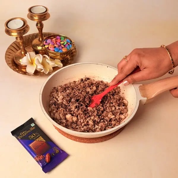 Diwali Special Chocolate Coconut Barfi With A Cadbury Twist - Thickening Barfi Mixture