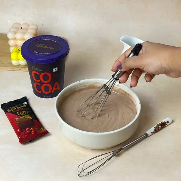 Easiest Bournville Mirror Glaze Cake - Mixing Smooth Batter