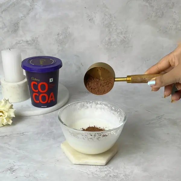 Easiest Cocoa Meringue - Adding Cocoa Powder