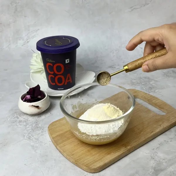 Easy Cocoa Marble Nankhatai To Try - Cardamom Powder Mixing