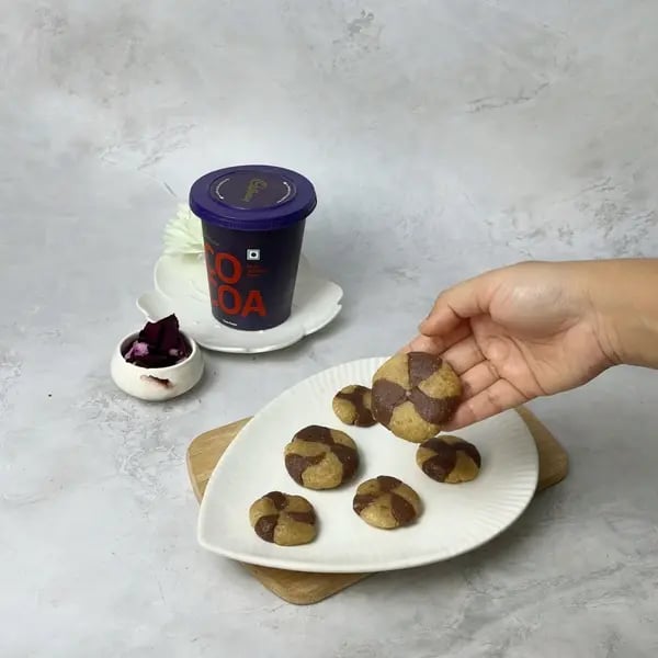 Easy Cocoa Marble Nankhatai To Try - Rolling Dough Balls