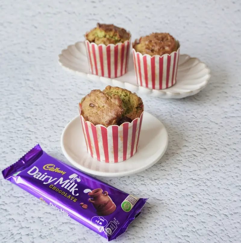 Eggless Avocado Muffins with Daiy Milk Chocolate Recipe