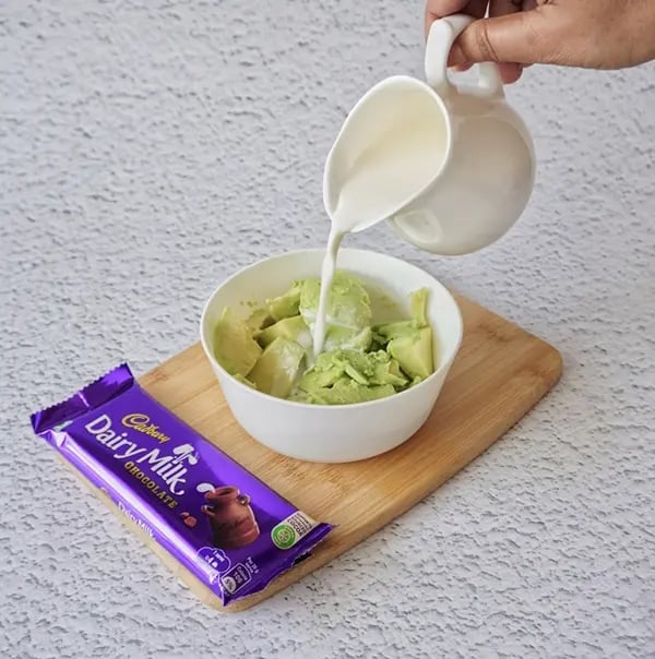Eggless Avocado Muffins with Dairy Milk Chocolate-Chop the avocado into small pieces add milk
