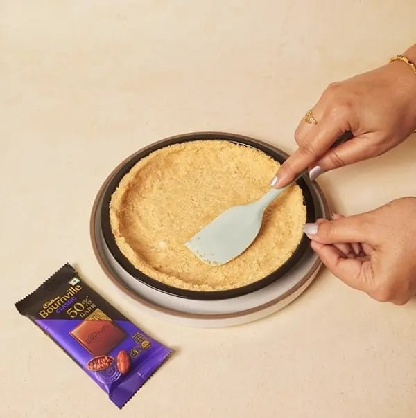 Eggless Chocolate Ganache Tart with Cadbury Bournville-Firmly press the mixture