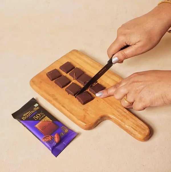 Eggless Chocolate Ganache Tart with Cadbury Bournville-Break Cadbury Bournville into small pieces