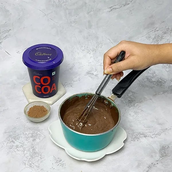 Eggless Cocoa Chocolate Budino-Gently cook over medium low heat