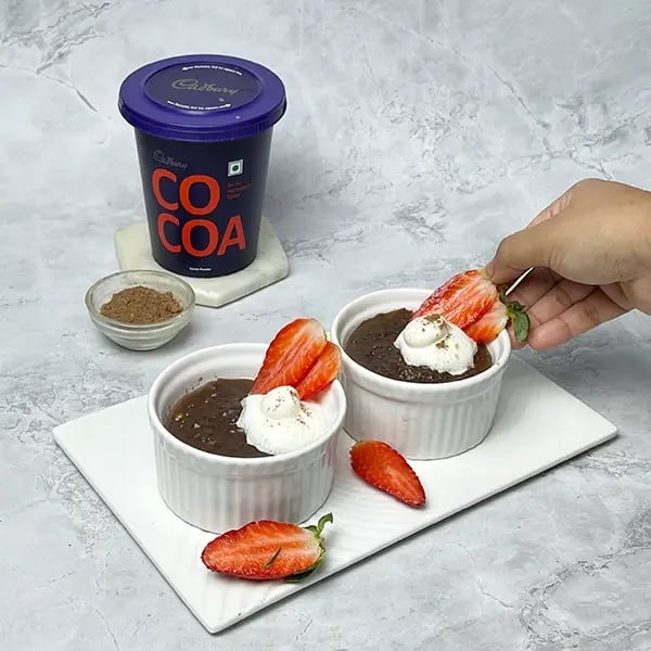Eggless Cocoa Chocolate Budino-Serve them chilled with a dollop