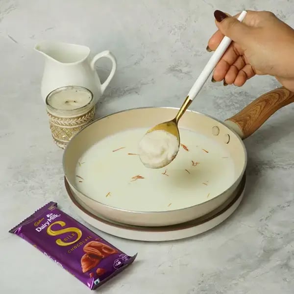 Eid Special Dairy Milk Silk Phirni- Add the rice paste