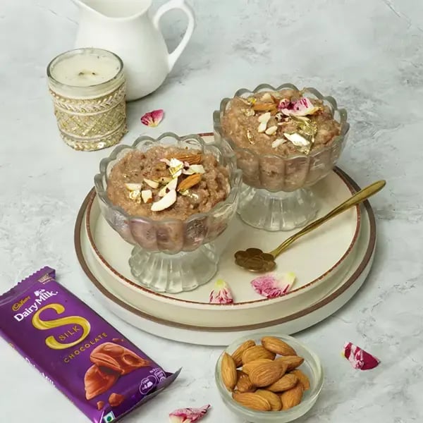 Eid Special Dairy Milk Silk Phirni - Garnish with rose petals
