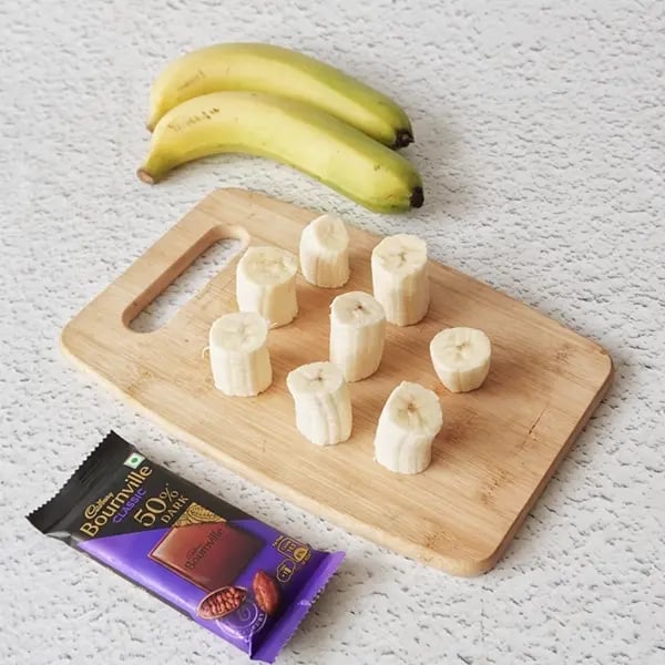 Frozen Bournville Chocolate Banana Bites - Slice the Banana into rounds