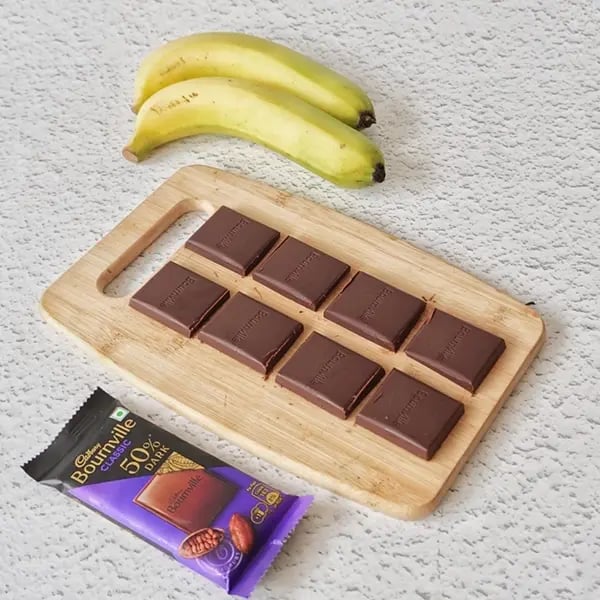 Frozen Bournville Chocolate Banana Bites - Break the Cadbury Bournville Chocolate into pieces