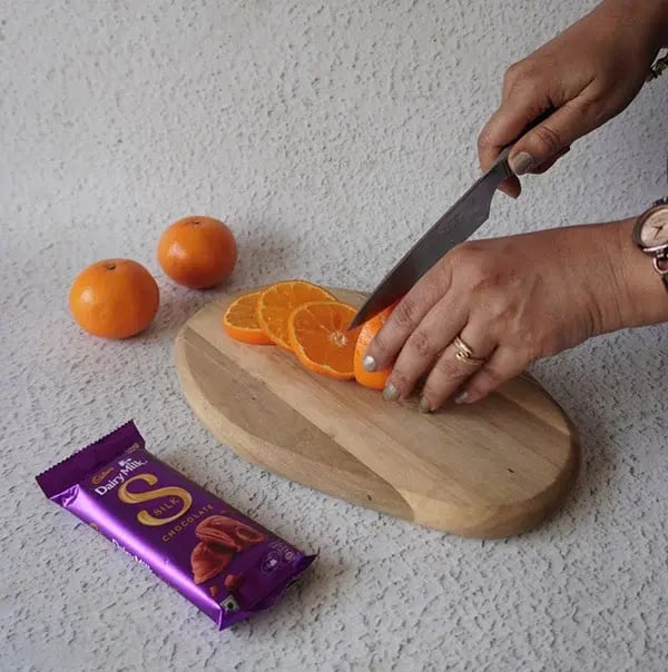 Frozen Chocolate Orange Slices with Dry Fruits Mix - Slice the orange