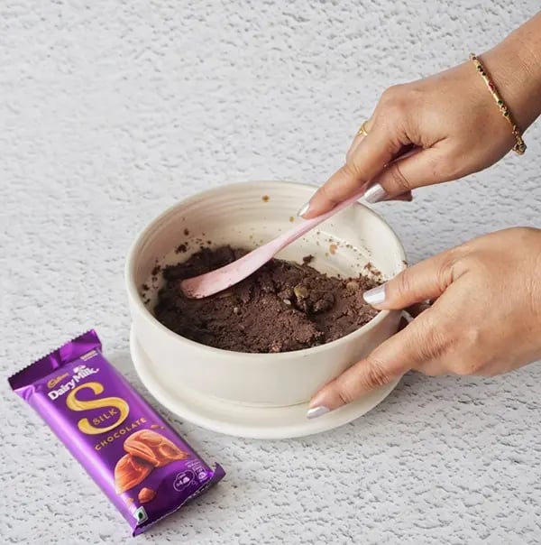 Frozen Silk Chocolate Bites with Nuts and Oreo Crumble - All ingredients are evenly combined