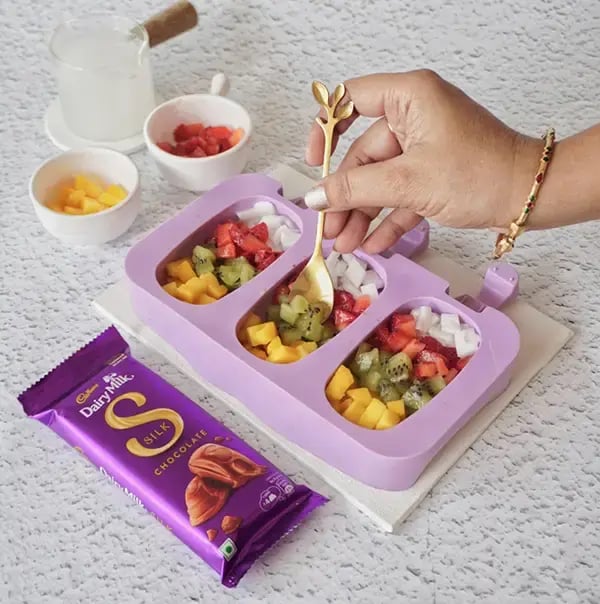 Fruits CHOCO BAR with Cadbury Silk - Arrange them in a silicon mould