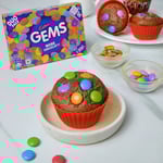 Gems Topping Pistachio Infused Chocolate Cupcakes