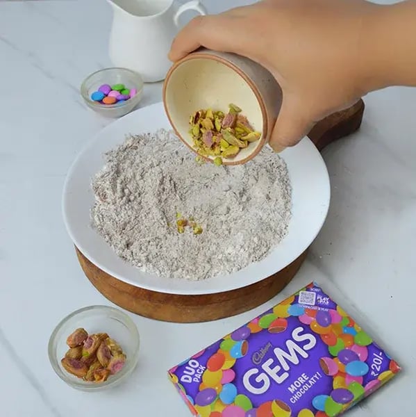 Pistachio Chocolate Cupcakes Recipe - Dry Ingredients Mixing