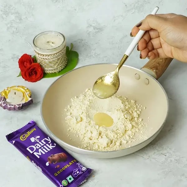Govardhan Puja Special Dairy Milk Chocolate Gur Barfi-Take a medium size pan