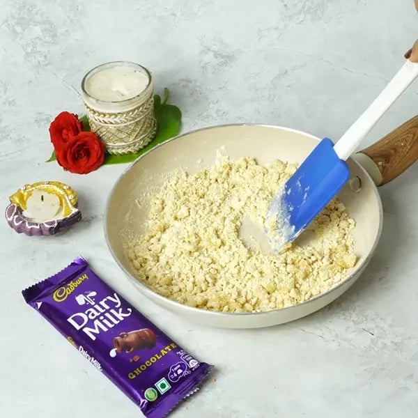 Govardhan Puja Special Dairy Milk Chocolate Gur Barfi-Shallow fry for 1 minute