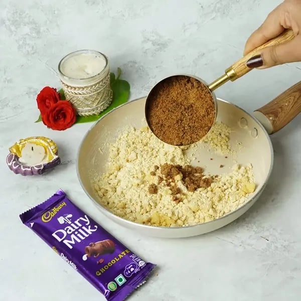 Govardhan Puja Special Dairy Milk Chocolate Gur Barfi-Add jaggery powder next