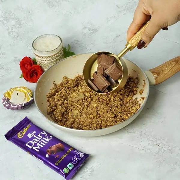 Govardhan Puja Special Dairy Milk Chocolate Gur Barfi-Break Dairy milk chocolate into pieces