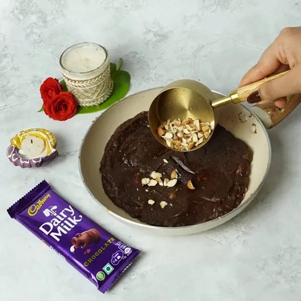 Govardhan Puja Special Dairy Milk Chocolate Gur Barfi-Finally add chopped pistachios for a crunchy flavor